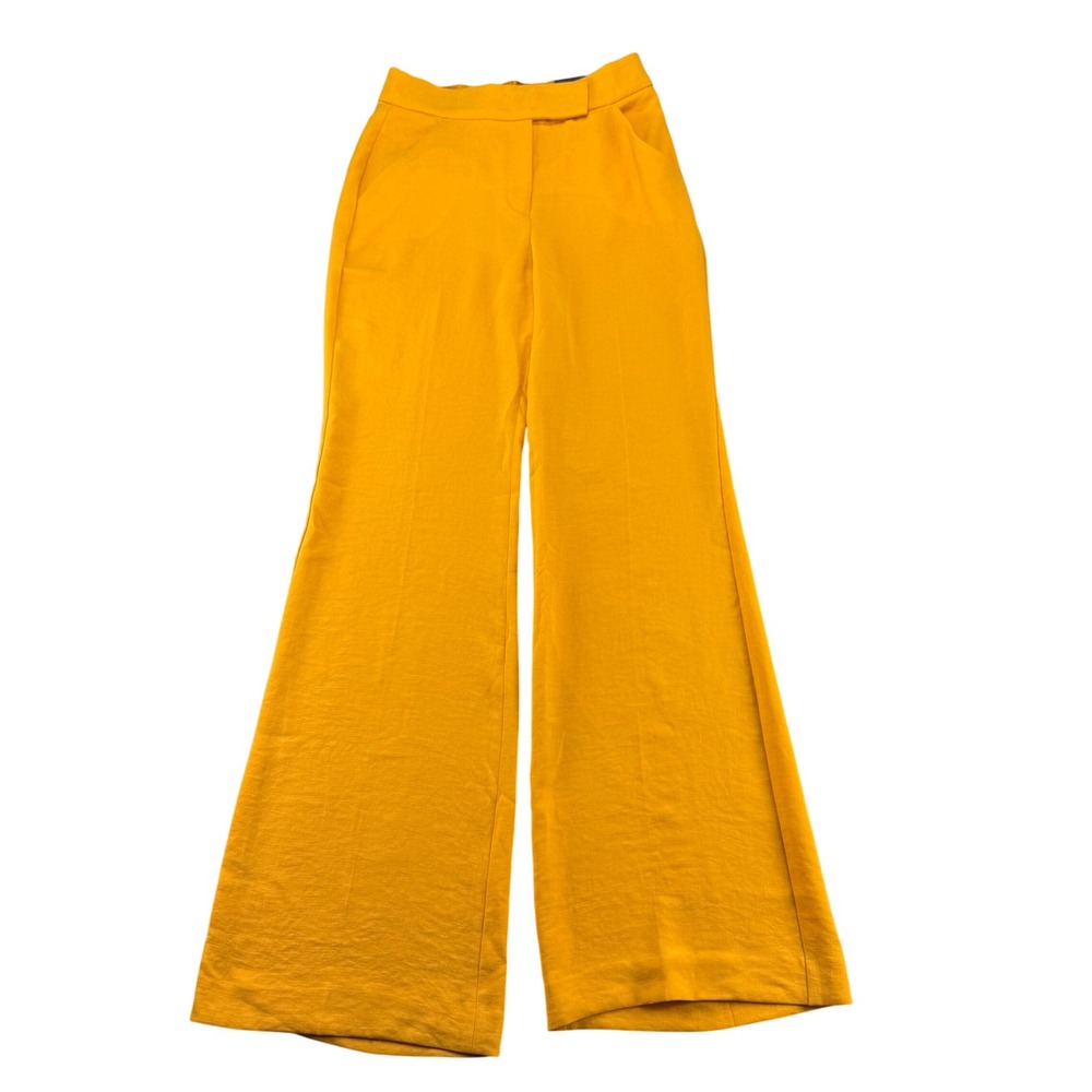 NWT Express Women Mustard Yellow Super High Rise Flare Trouser Pants Size 6L